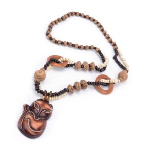 wooden fox necklace